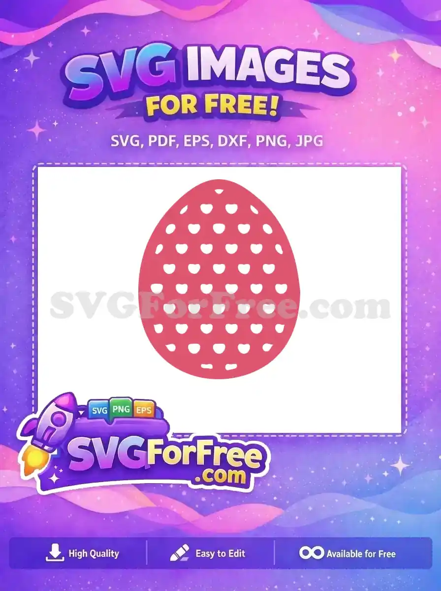 Free Pink Easter Egg Free White Heart Dots Easter Free SVG