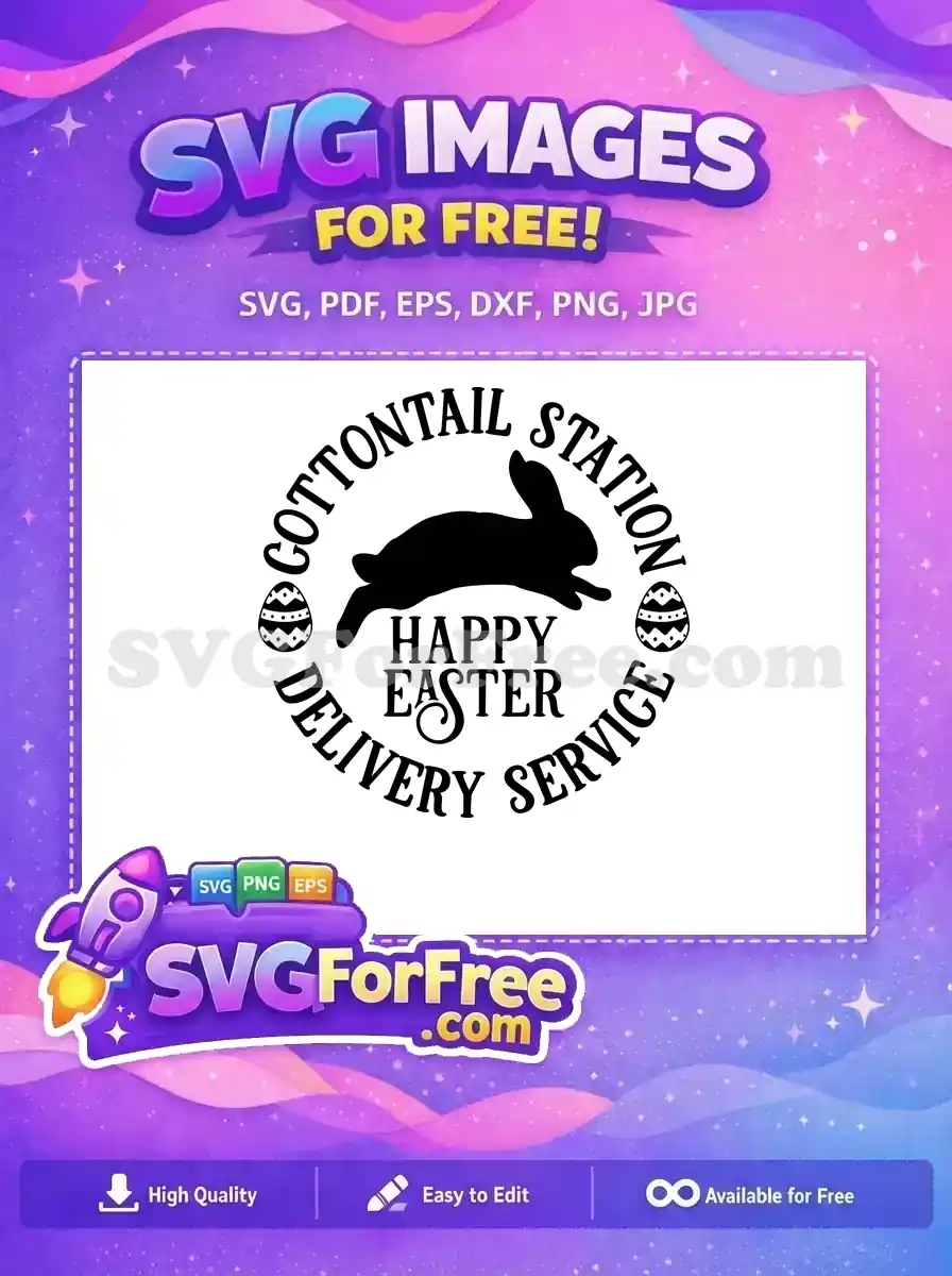 Free Happy Cottontail Rabbit Free Delivery Eggs Easter Free SVG