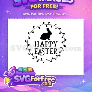 Free Black Bunny Free Heart Wreath Happy Easter Free SVG Free Black Bunny Free Heart Wreath Happy Easter Free SVG