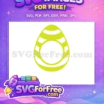 Free Bright Green Striped Free Oval Cutout Easter Free SVG - Instant Download