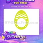 Free Yellow-Green Wavy Pattern Free Oval Cutout Easter Egg Free SVG - Instant Download