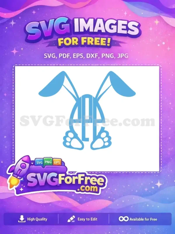 Free Light Blue Bunny Ears Free Monogram Paw Print Easter Free SVG