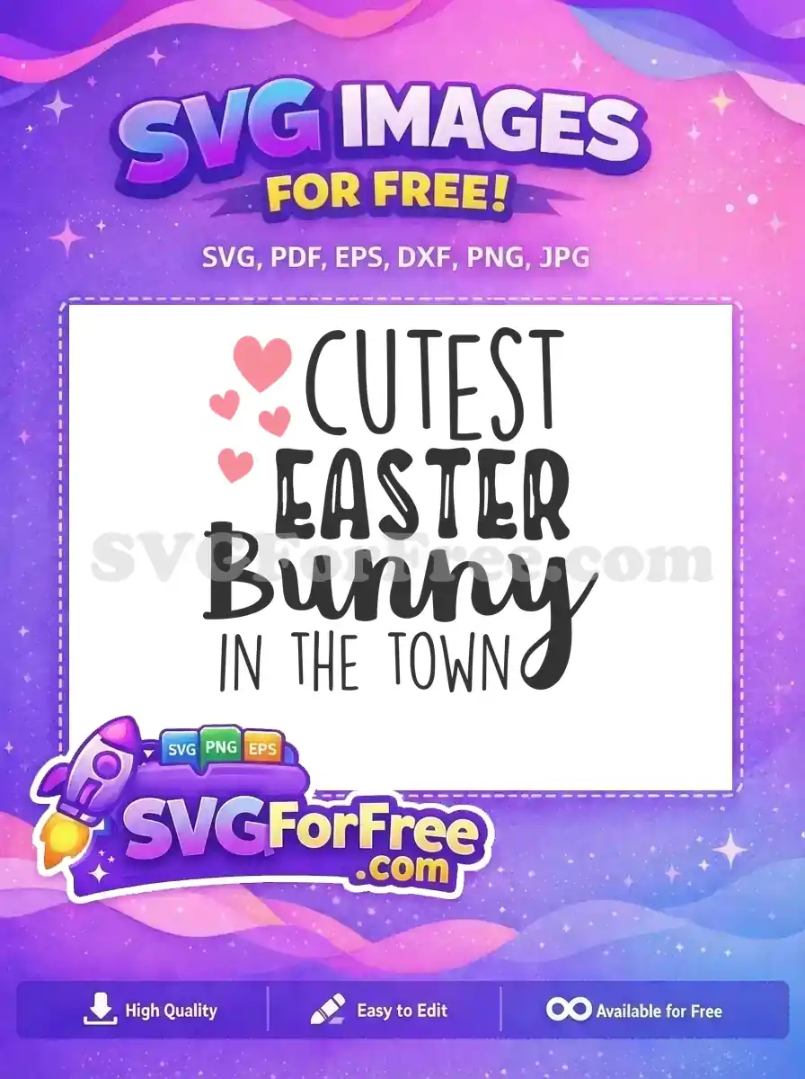 Free Pink Hearts Free Cute Lettering Easter Bunny Free SVG