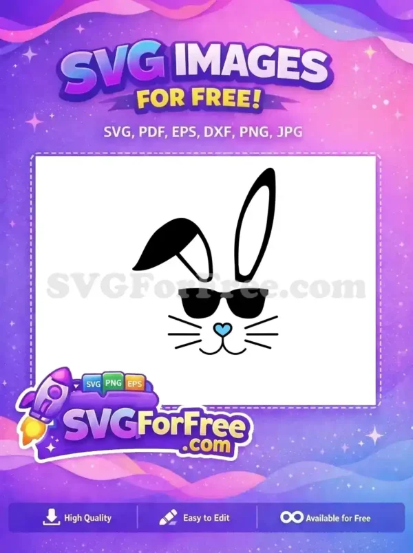 Free Stylish Sunglasses Free Blue Heart Nose Easter Bunny Free SVG