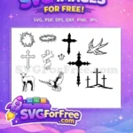Free Lamb Dove Silhouettes Free Crown Thorns Crosses Easter Free SVG - Instant Download