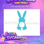 Free Light Blue Bunny Free White Tail Circle Easter Free SVG - Instant Download