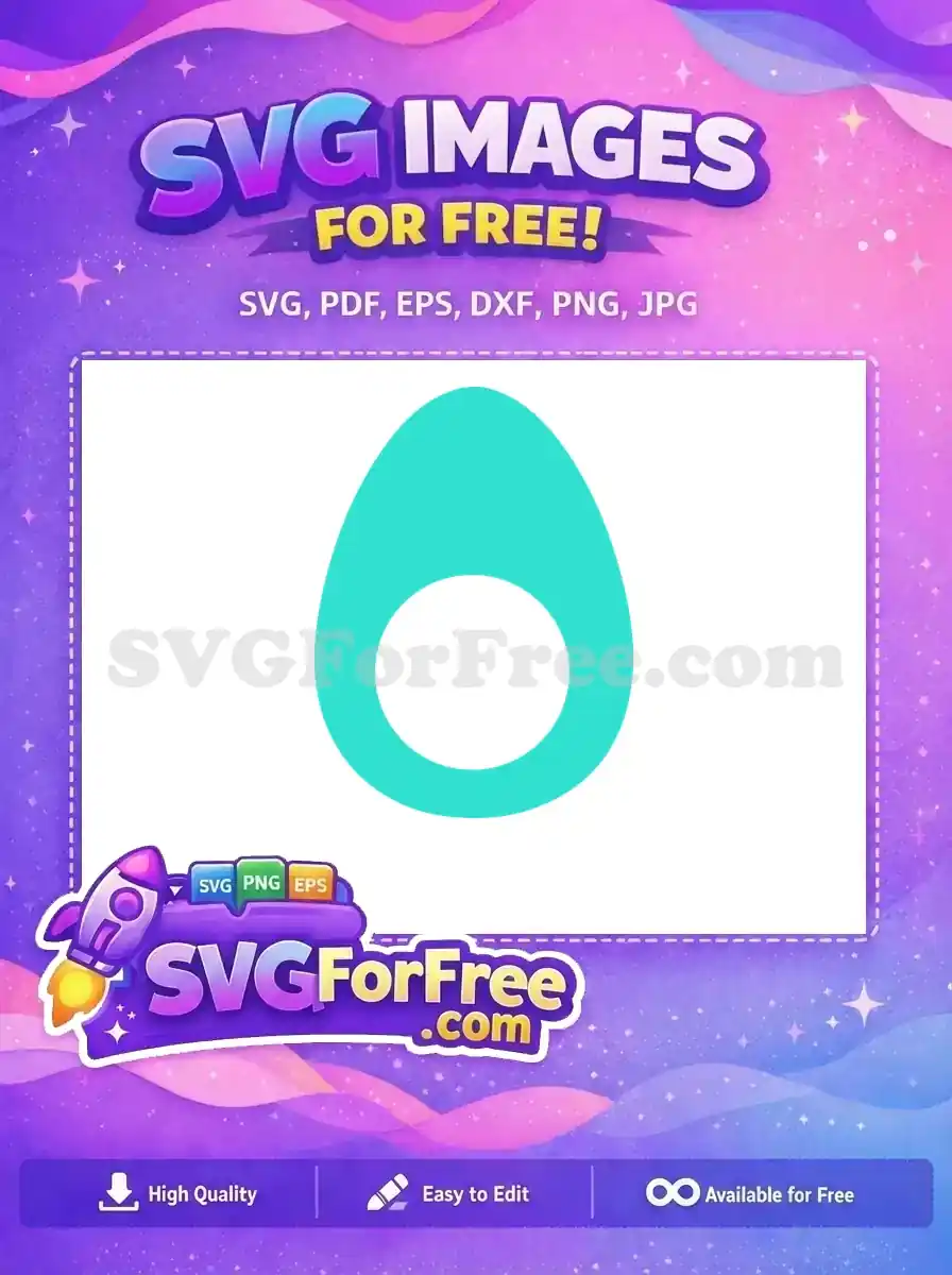 Free Vibrant Teal Egg Free White Center Easter Free SVG