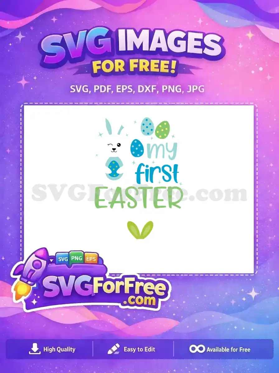 Free Winking Bunny Free Blue Green Eggs My First Easter Free SVG