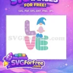 Free Blue Gnome Holding Pink Egg Free Colorful LOVE Easter Free SVG - Instant Download