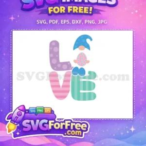 Free Blue Gnome Holding Pink Egg Free Colorful LOVE Easter Free SVG Free Blue Gnome Holding Pink Egg Free Colorful LOVE Easter Free SVG