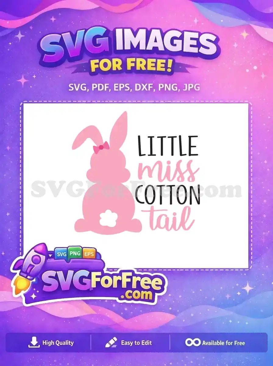 Free Pink Free Bunny Easter Little Miss Cottontail Free SVG
