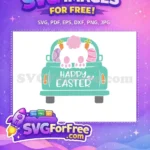 Free Pink Bunny Tail Free Teal Truck Easter Free SVG - Instant Download
