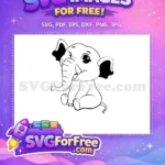 Free Cute Baby Free Sparkling Eye Smiling Elephant Free SVG - Instant Download