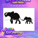 Free Elephant Mother Baby Free Family Love Silhouette Free SVG - Instant Download