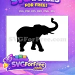 Free Black Elephant Silhouette Free Raised Trunk African Wild Free SVG - Instant Download