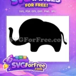 Free Black Elephant Silhouette Free Cute Baby Elephant Clip Art Free SVG - Instant Download