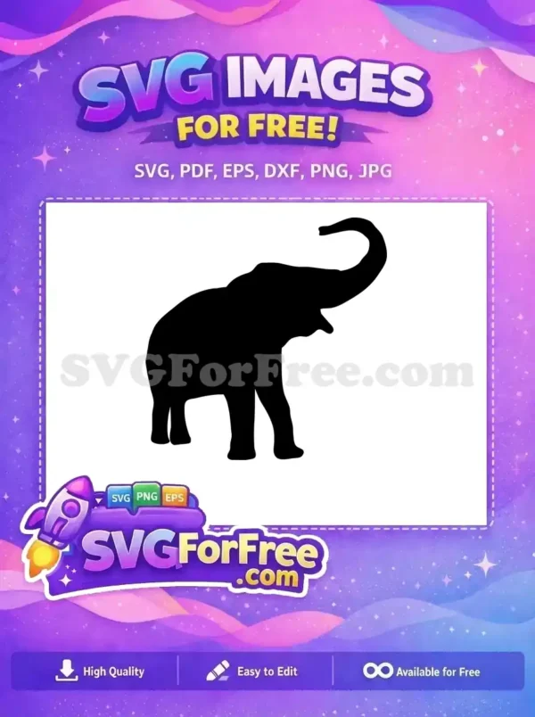 Free Black Elephant Silhouette Free Raised Trunk Wildlife Free SVG