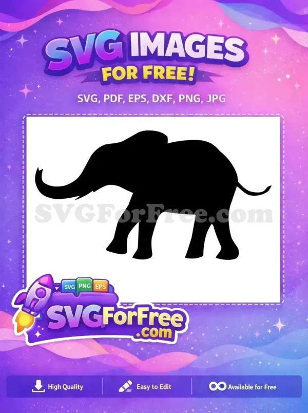 Free Black Elephant Free Curved Trunk Safari Animal Free SVG