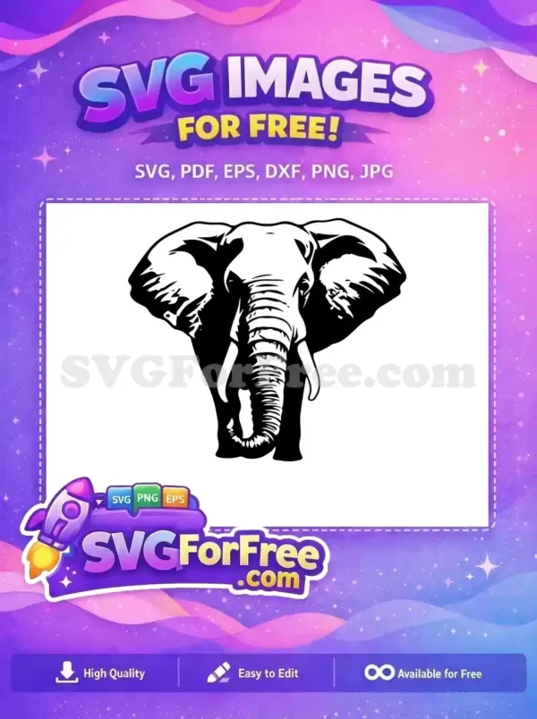 Free Majestic Black Elephant Free Powerful Wild Safari Free SVG