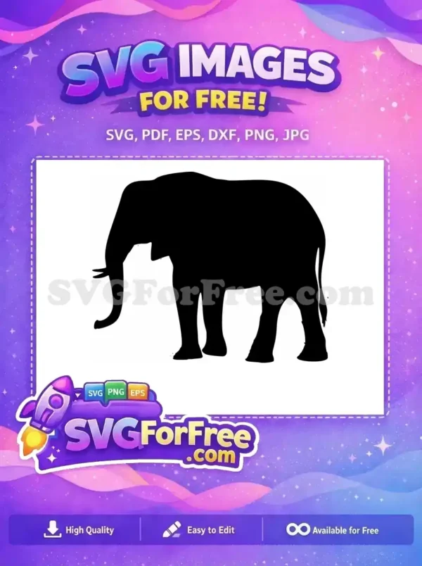 Free Elegant Elephant Free Simple Silhouette Wildlife Art Free SVG