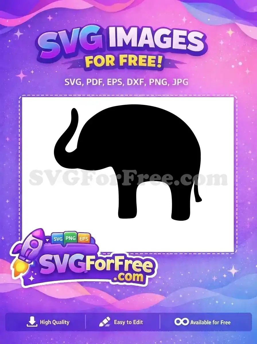 Free Cute Elephant Silhouette Free Minimalist Black Nursery Decor Free SVG