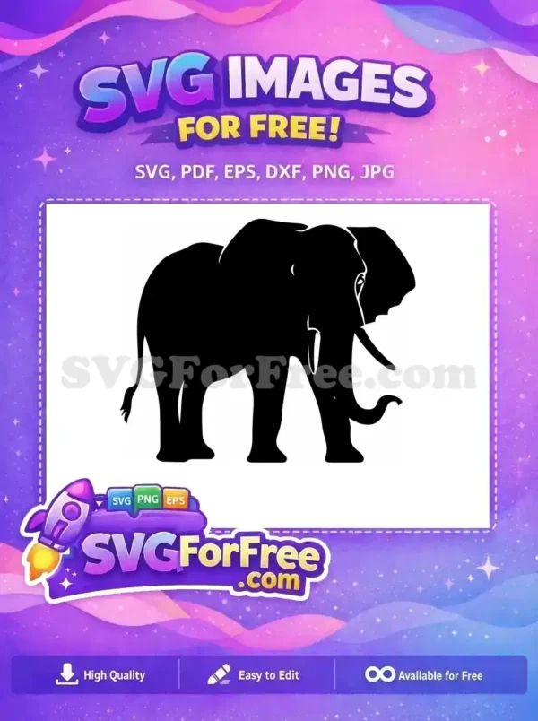 Free Black Elephant Silhouette Free Powerful Jumbo African Safari Design Free SVG Free Black Elephant Silhouette Free Powerful Jumbo African Safari Design Free SVG
