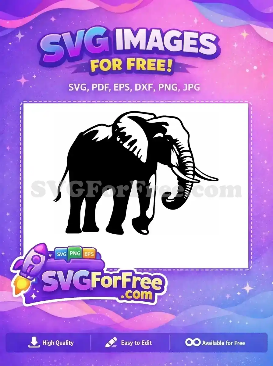 Free Elegant Elephant Free Simple Outline Wildlife Free SVG