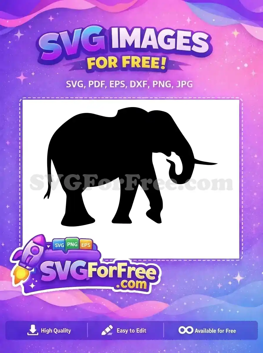 Free Black Elephant Free Curled Trunk Tusk Wild Animal Free SVG