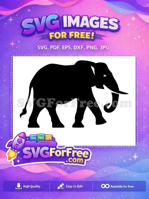 Free Walking Black Elephant Free Detailed African Design Jungle Wildlife Free SVG