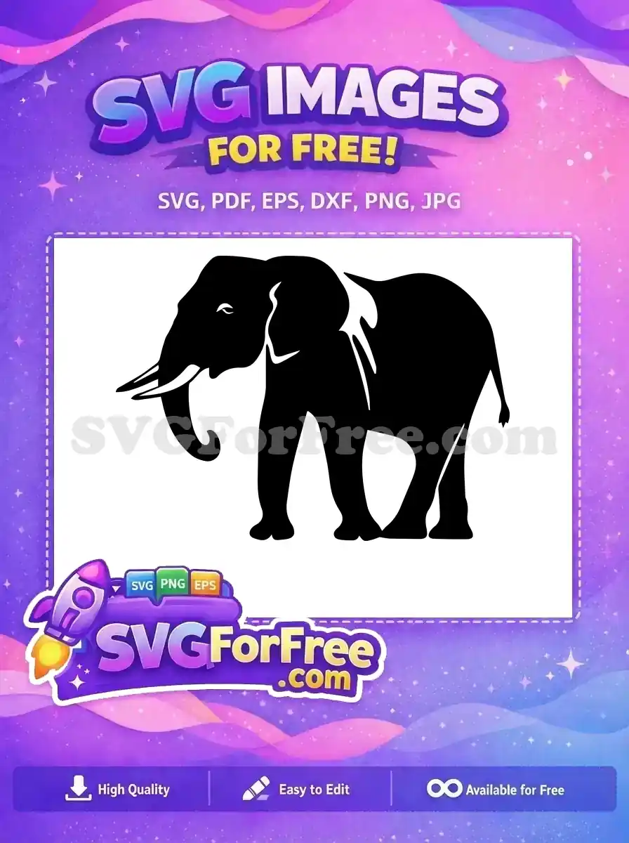 Free Black Elephant Silhouette Free Majestic Tusked African Wildlife Free SVG