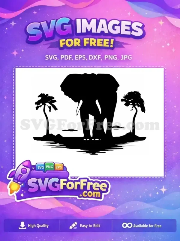 Free Detailed Elephant Silhouette Free Graceful Animal Outline Safari Free SVG
