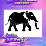 Free Majestic Black Elephant Free Walking Silhouette African Wildlife Free SVG - Instant Download
