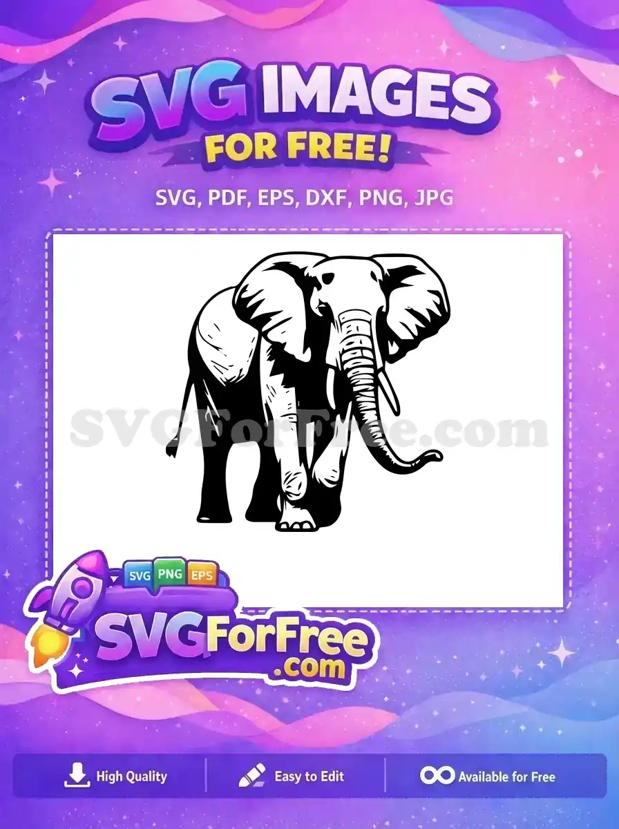 Free Majestic Elephant Free Detailed Silhouette Wildlife Art Free SVG 1