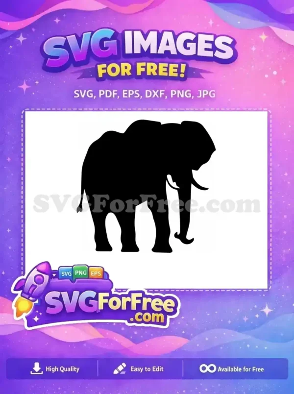 Free large black Free simple outline Elephant Silhouette Free SVG