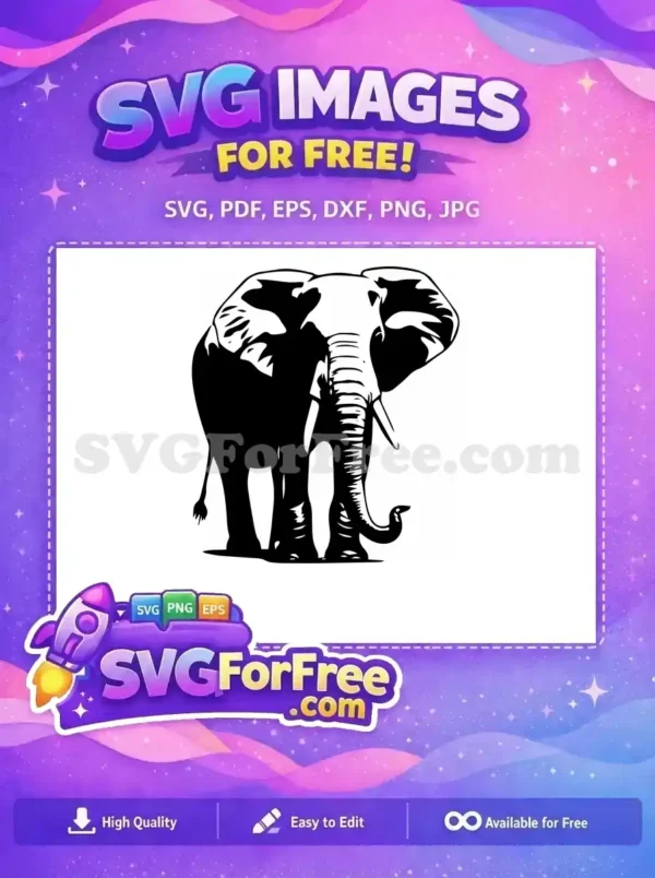 Free Majestic Elephant Free Graceful Animal Elephant Silhouette Free SVG 1