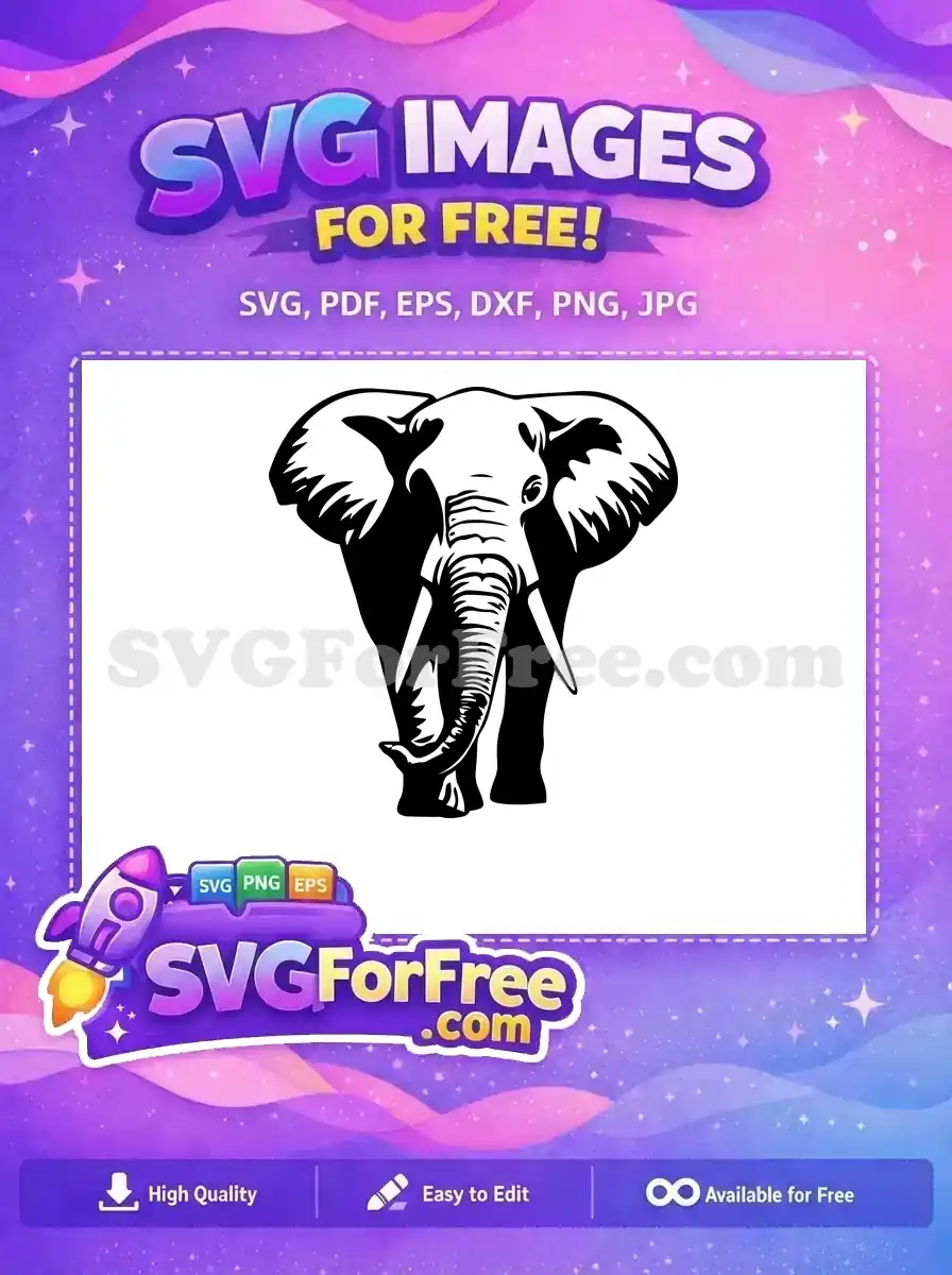 Free Black Elephant Silhouette Free Majestic Tusks Wildlife Design Free SVG