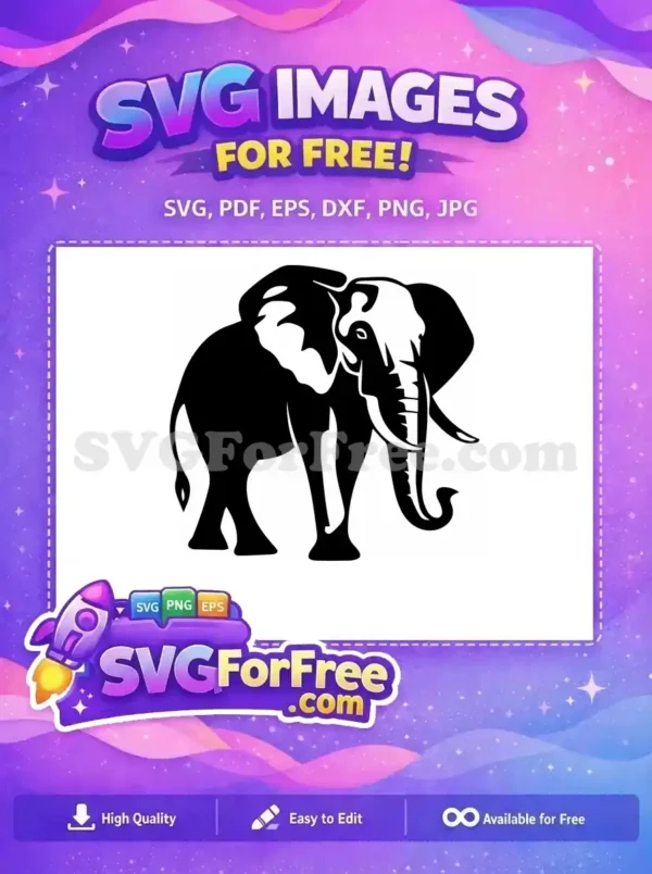 Free Simple Black Free Elegant Elephant Silhouette Free SVG