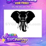 Free Bold Black Elephant Silhouette Free White Tusked Majestic Safari Free SVG - Instant Download