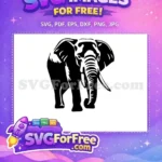 Free Majestic Black Elephant Free Elephant Silhouette Wildlife Art Free SVG - Instant Download