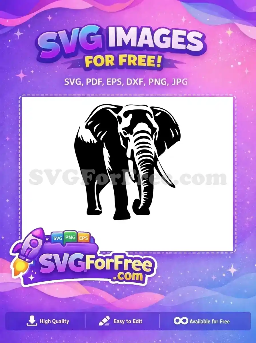 Free Majestic Black Elephant Free Elephant Silhouette Wildlife Art Free SVG
