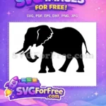 Free Majestic Standing Free Bold Black Elephant Silhouette Free SVG - Instant Download