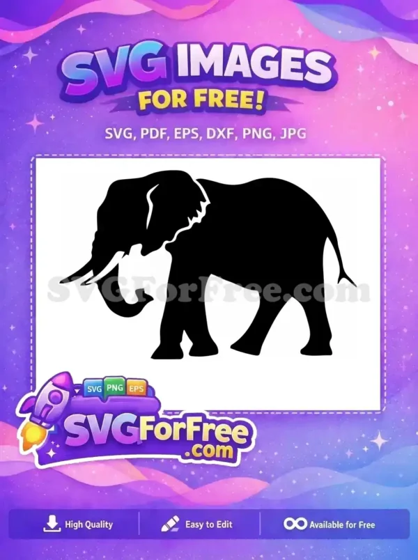 Free Majestic Standing Free Bold Black Elephant Silhouette Free SVG