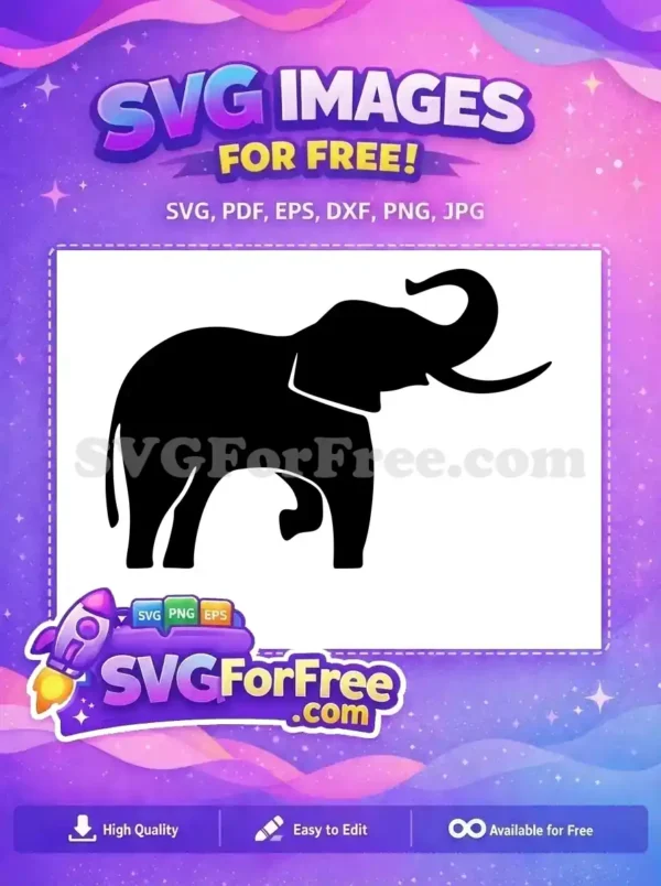 Free Black Elephant Free Tusked Trunk Silhouette Wildlife Free SVG