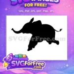 Free running elephant Free black silhouette playful jungle animal Free SVG - Instant Download