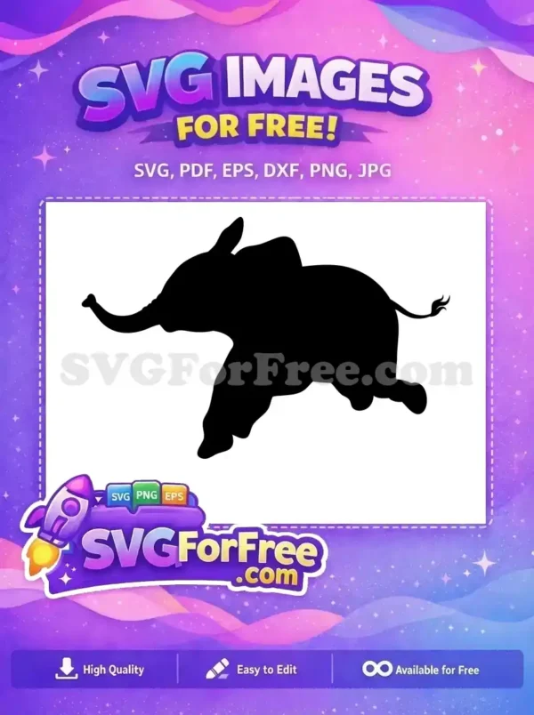 Free running elephant Free black silhouette playful jungle animal Free SVG