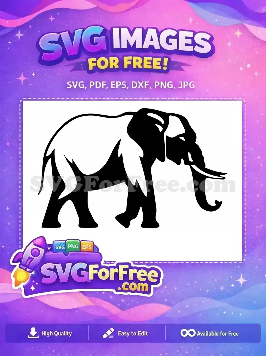 Free Elegant Elephant Silhouette Free Jungle Safari Outline African Wildlife Free SVG