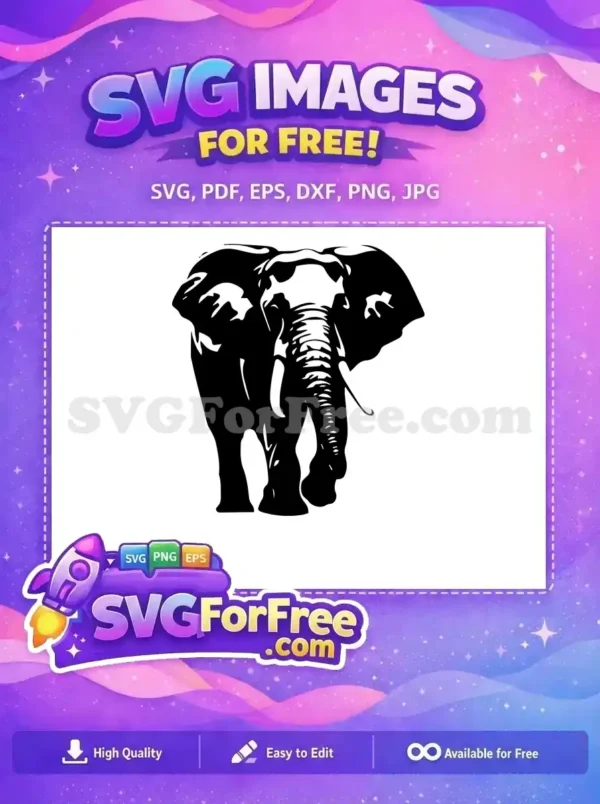 Free Majestic Black Silhouette Free Powerful White Tusks Wildlife Free SVG
