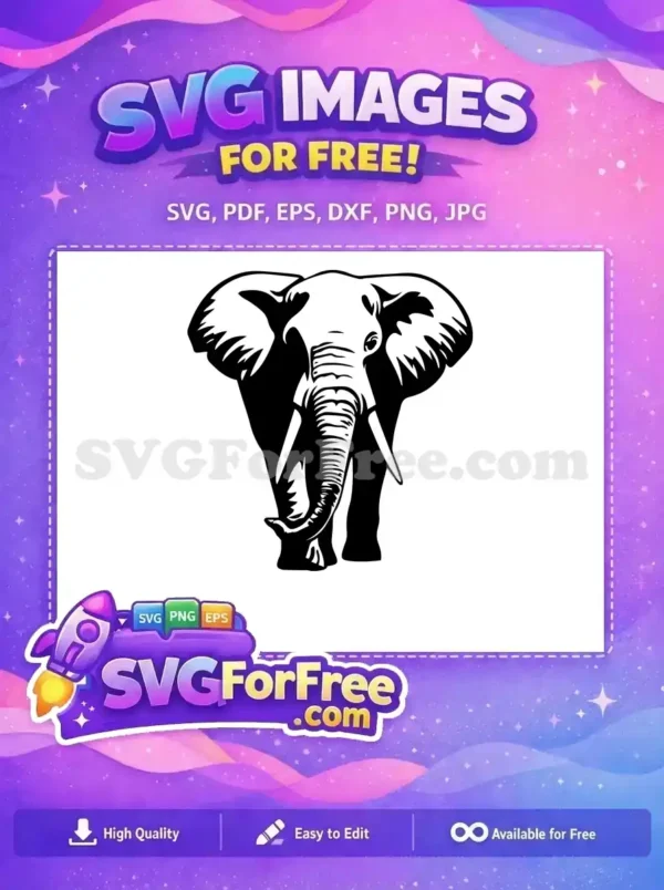 Free Majestic Front-Facing Free Black White Outline Wild Safari Free SVG