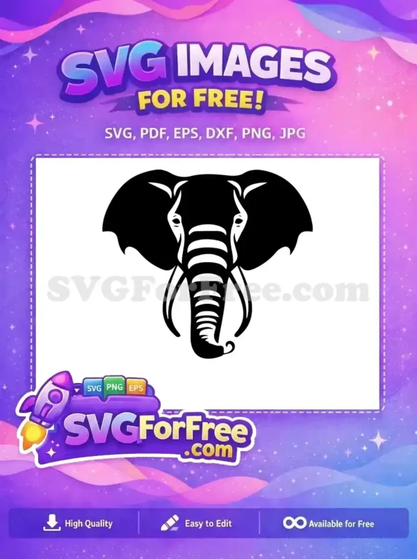 Free Black Elephant Free Large Tusks Elephant Silhouette Free SVG