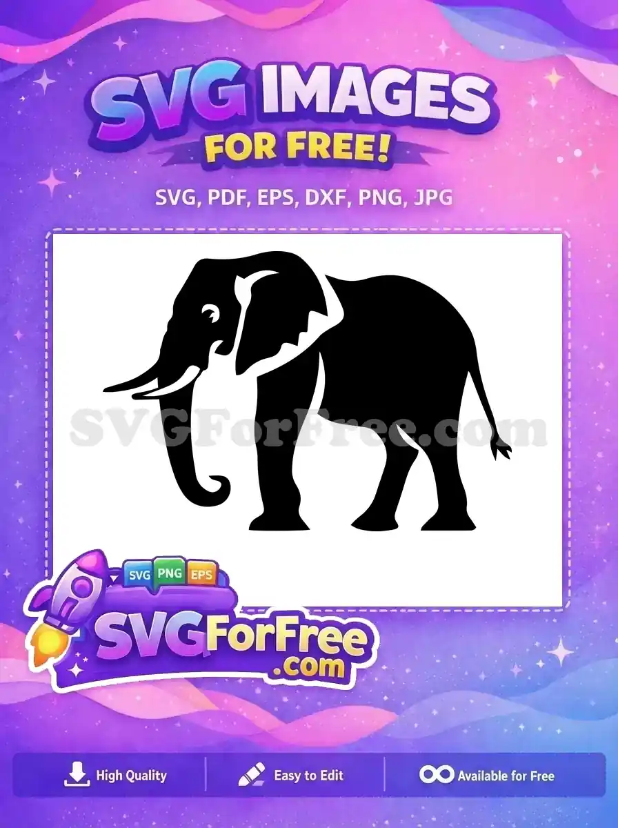 Free Bold Black Elephant Free Majestic Tusks Safari Animal Free SVG